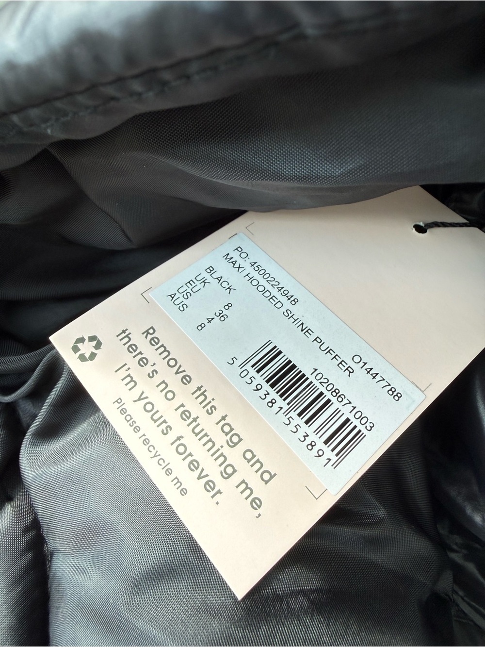 Missguided Long Black Hooded Puffer Coat - Picture 7 of 10